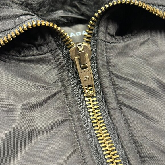 Balenciaga Hooded Bomber Jacket Faux Fur Hood Oversized Zip Blackk Large - Picture 3 of 14